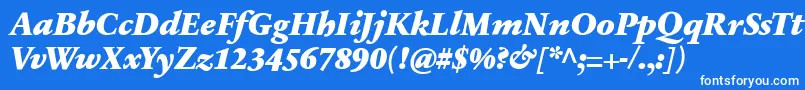 SabonnextLtBlackItalic-fontti – valkoiset fontit sinisellä taustalla