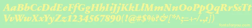 SabonnextLtBlackItalic Font – Yellow Fonts on Green Background