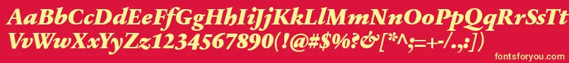 SabonnextLtBlackItalic-fontti – keltaiset fontit punaisella taustalla
