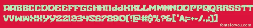 フォントNuevopassioncond – 赤い背景に緑の文字