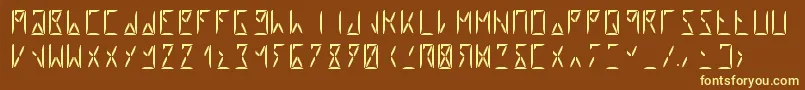 Segment8-fontti – keltaiset fontit ruskealla taustalla