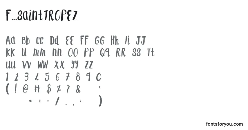 Czcionka F...SaintTropez – alfabet, cyfry, specjalne znaki