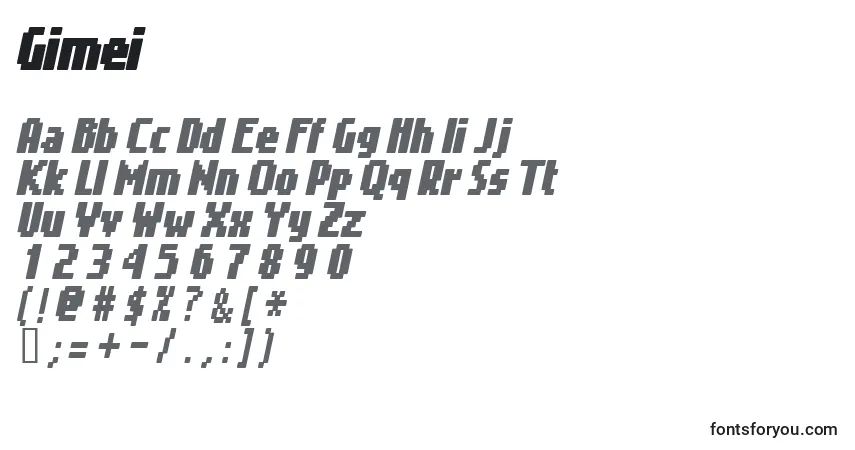 Schriftart Gimei – Alphabet, Zahlen, spezielle Symbole
