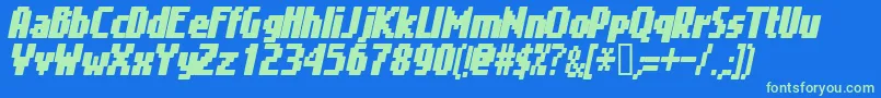 Gimei Font – Green Fonts on Blue Background