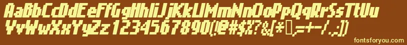 Gimei Font – Yellow Fonts on Brown Background