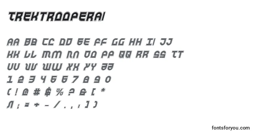 A fonte Trektrooperai – alfabeto, números, caracteres especiais