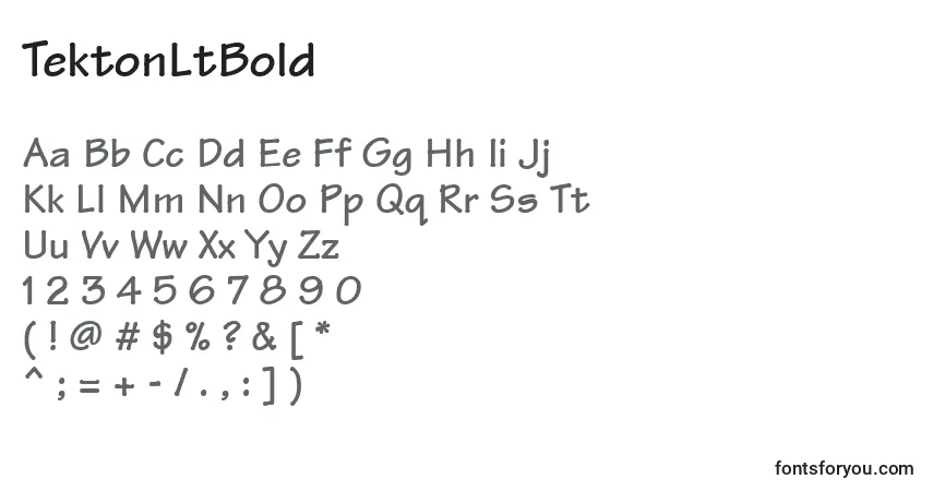 Czcionka TektonLtBold – alfabet, cyfry, specjalne znaki