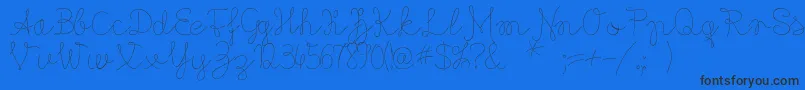 Flypfloppersonaluse-Schriftart – Schwarze Schriften auf blauem Hintergrund