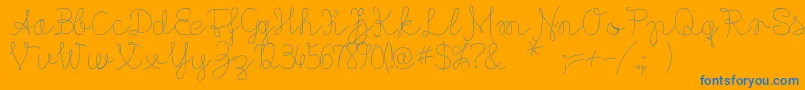 Flypfloppersonaluse-Schriftart – Blaue Schriften auf orangefarbenem Hintergrund