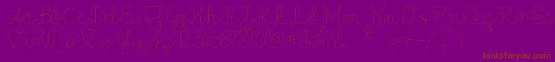 Flypfloppersonaluse-Schriftart – Braune Schriften auf violettem Hintergrund