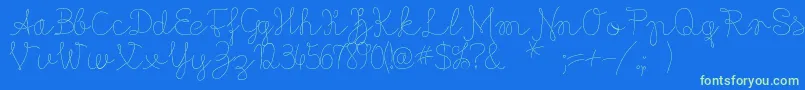 Fonte Flypfloppersonaluse – fontes verdes em um fundo azul