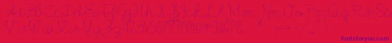 Flypfloppersonaluse-Schriftart – Violette Schriften auf rotem Hintergrund