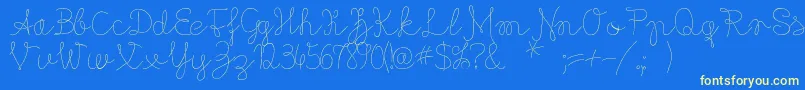 Flypfloppersonaluse-Schriftart – Gelbe Schriften auf blauem Hintergrund