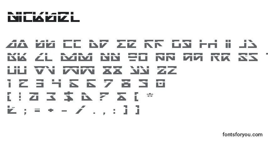 Czcionka Nickbel – alfabet, cyfry, specjalne znaki