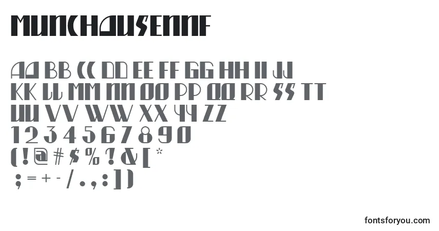 Fuente Munchausennf (68855) - alfabeto, números, caracteres especiales