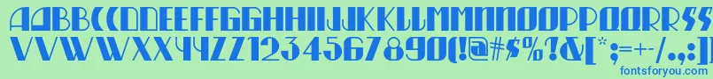 フォントMunchausennf – 青い文字は緑の背景です。