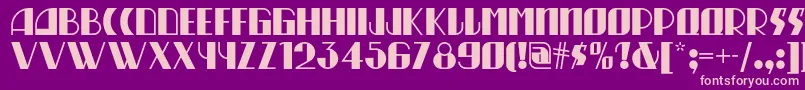 Munchausennf-fontti – vaaleanpunaiset fontit violetilla taustalla