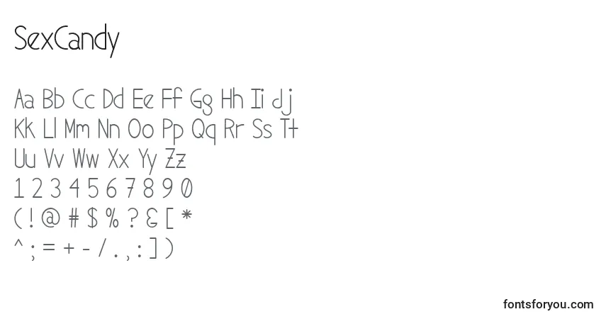 Czcionka SexCandy – alfabet, cyfry, specjalne znaki