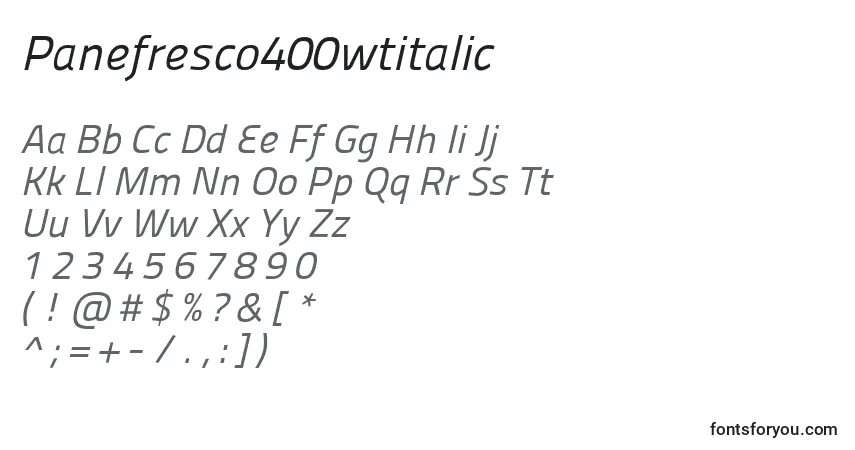 Panefresco400wtitalic-fontti – aakkoset, numerot, erikoismerkit
