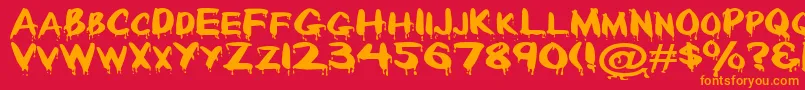 Fonte Paintdrp – fontes laranjas em um fundo vermelho