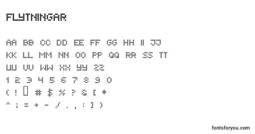 Czcionka Flytningar – alfabet, cyfry, specjalne znaki