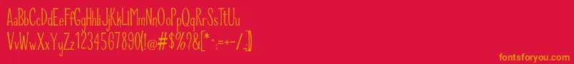 RiddleUpright-Schriftart – Orangefarbene Schriften auf rotem Hintergrund