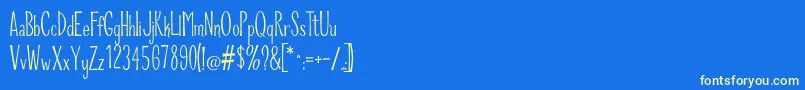 RiddleUpright-Schriftart – Gelbe Schriften auf blauem Hintergrund