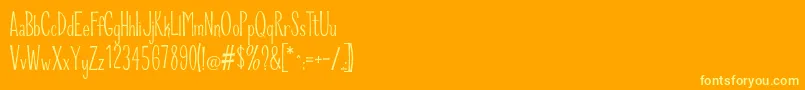 RiddleUpright-Schriftart – Gelbe Schriften auf orangefarbenem Hintergrund