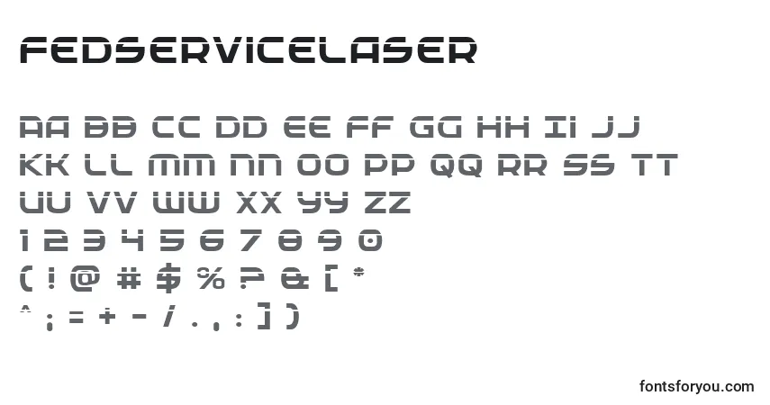 Schriftart Fedservicelaser – Alphabet, Zahlen, spezielle Symbole