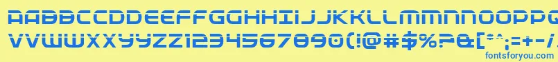 Fedservicelaser-Schriftart – Blaue Schriften auf gelbem Hintergrund