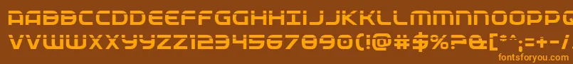 Fedservicelaser-Schriftart – Orangefarbene Schriften auf braunem Hintergrund