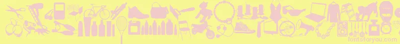 フォントWcSoldOutCBta – ピンクのフォント、黄色の背景