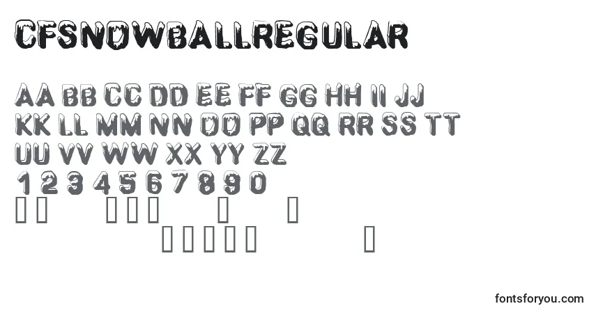 A fonte CfsnowballRegular – alfabeto, números, caracteres especiais