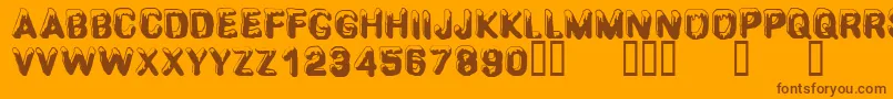 CfsnowballRegular-Schriftart – Braune Schriften auf orangefarbenem Hintergrund
