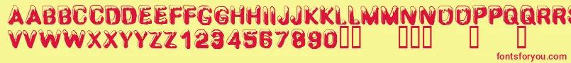 CfsnowballRegular Font – Red Fonts on Yellow Background
