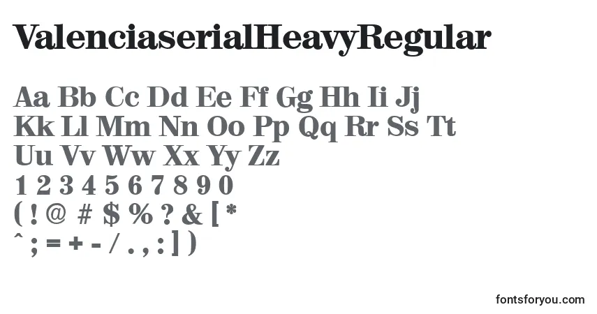 Czcionka ValenciaserialHeavyRegular – alfabet, cyfry, specjalne znaki