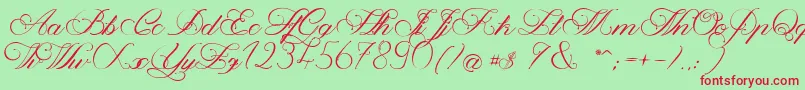 MagnoliaLight Font – Red Fonts on Green Background