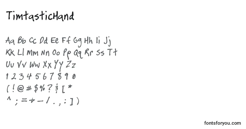 Czcionka TimtasticHand – alfabet, cyfry, specjalne znaki