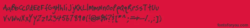 TimtasticHand Font – Black Fonts on Red Background