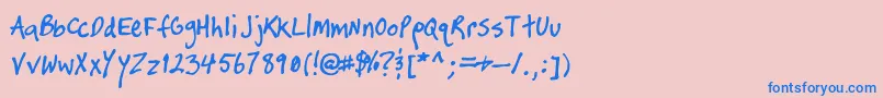 フォントTimtasticHand – ピンクの背景に青い文字