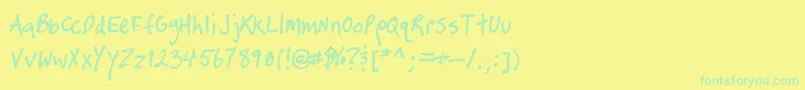 Fonte TimtasticHand – fontes verdes em um fundo amarelo