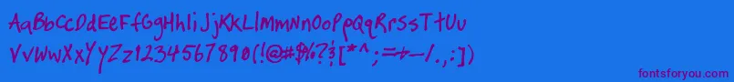 TimtasticHand Font – Purple Fonts on Blue Background
