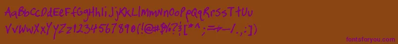 TimtasticHand Font – Purple Fonts on Brown Background