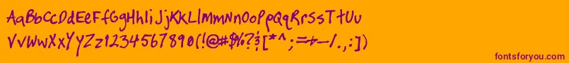 TimtasticHand Font – Purple Fonts on Orange Background