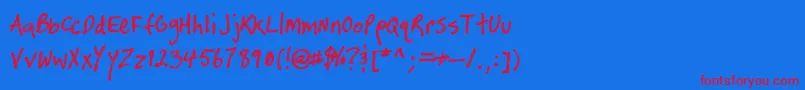 TimtasticHand-Schriftart – Rote Schriften auf blauem Hintergrund