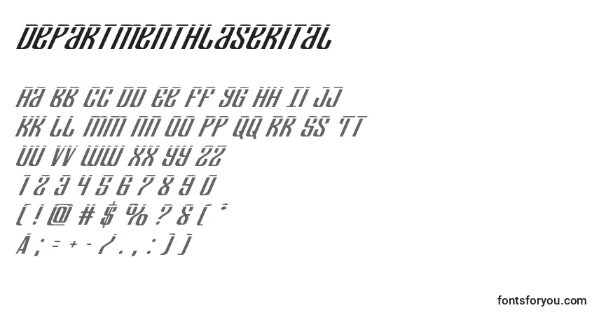 Schriftart Departmenthlaserital – Alphabet, Zahlen, spezielle Symbole