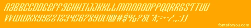 Departmenthlaserital-Schriftart – Gelbe Schriften auf orangefarbenem Hintergrund