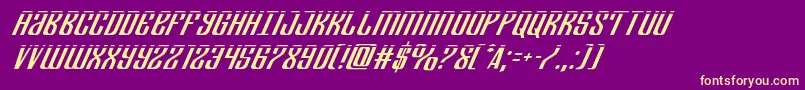 Departmenthlaserital-Schriftart – Gelbe Schriften auf violettem Hintergrund