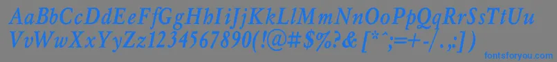 MyslnarrowcBolditalic-Schriftart – Blaue Schriften auf grauem Hintergrund