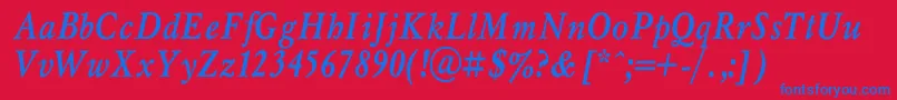 MyslnarrowcBolditalic Font – Blue Fonts on Red Background